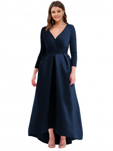 Best Spandex Long V-Neck Ball Gown High Low Plus Size Prom Dress Canada
