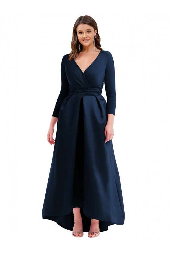 Best Spandex Long V-Neck Ball Gown High Low Plus Size Prom Dress Canada