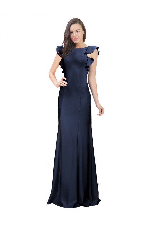 Best Stretch Crepe Keyhole Back Long Bateau Neck Mermaid Prom Dress Canada