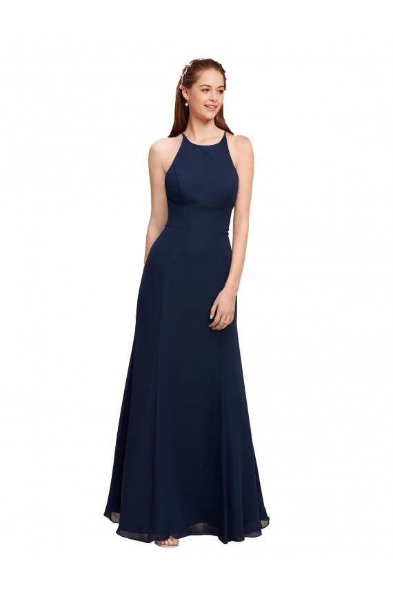 Best Soft Chiffon Long Halter Neck Mermaid Prom Dress Canada