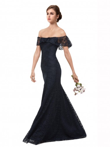 Best Lace Long Off the Shoulder Mermaid Evening Prom Dress Canada