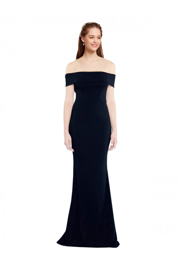 Best Stretch Crepe Keyhole Back Long Off the Shoulder Mermaid Prom Dress Canada
