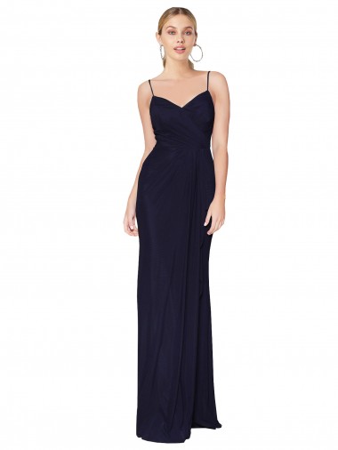 Best Soft Chiffon V-Back Long Spaghetti Straps Mermaid Prom Dress Canada