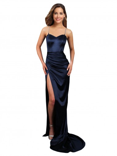 Best Stretch Satin Long Sweetheart Mermaid Prom Dress Canada