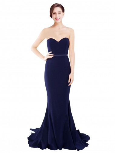 Best Stretch Crepe Low Back Sweep Train Sweetheart Mermaid Prom Dress Canada
