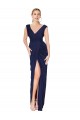 Best Soft Chiffon V-Back Long V-Neck Dark Navy Mermaid Prom Dress Canada