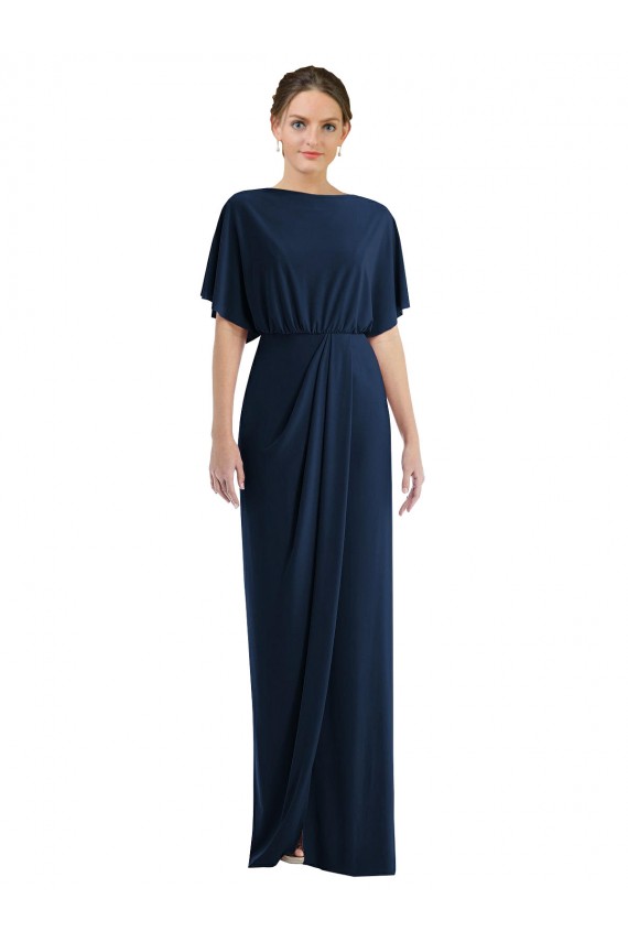 Best Spandex Open Back Long Bateau Neck Sheath Prom Dress Canada