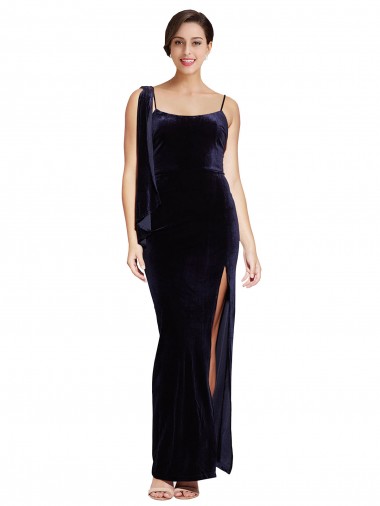 Best Stretch Velvet Long Square Neck Sheath Prom Dresses Canada