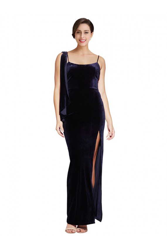 Best Stretch Velvet Long Square Neck Sheath Prom Dresses Canada