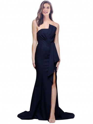 Best Stretch Crepe Sweep Train Strapless Sheath Prom Dresses Canada