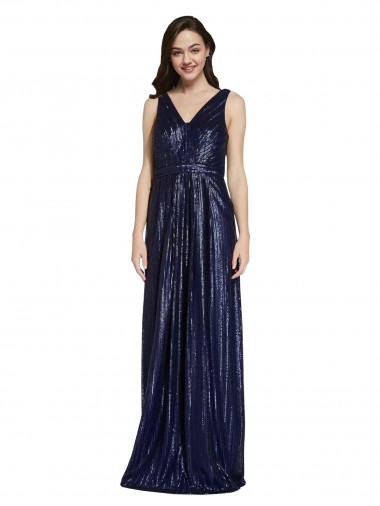 Best Sequin V-Back Long V-Neck Sheath Prom Dress Canada
