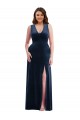 Best Stretch Velvet Long V-Neck Sheath Plus Size Formal Prom Dress Canada