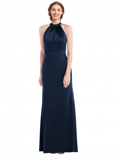 Best Stretch Crepe Open Back Long High Neck Trumpet Prom Dress Canada