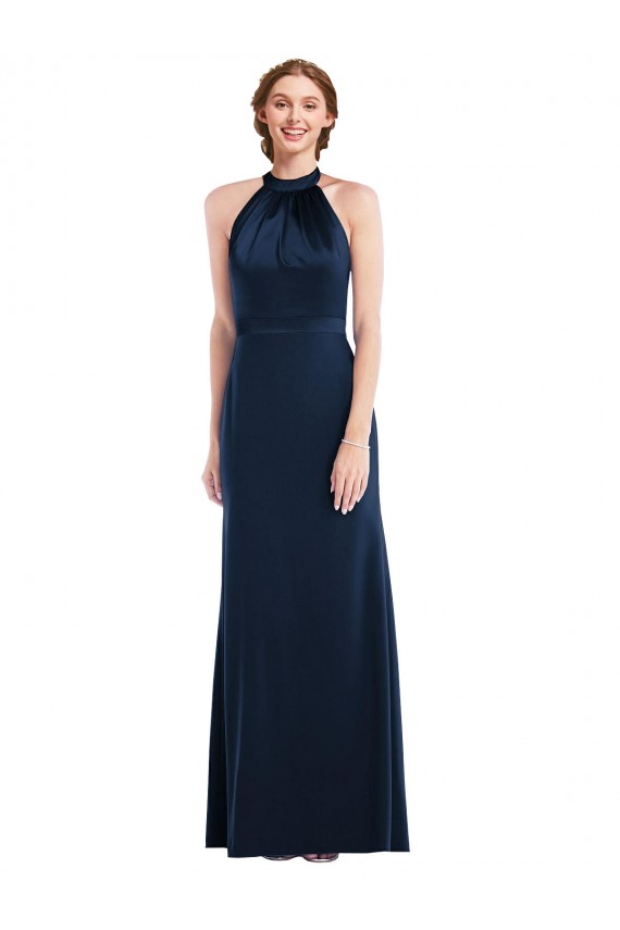Best Stretch Crepe Open Back Long High Neck Trumpet Prom Dress Canada