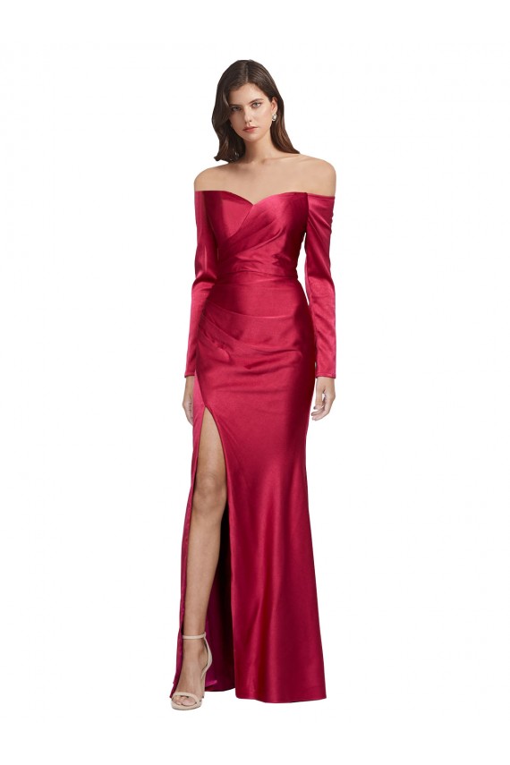 Best Stretch Satin Long Sweetheart Sheath Prom Dress Canada