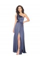Best Silky Satin Long One Shoulder Dusk A-Line Prom Dress Canada