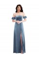 Best Stretch Velvet Low Back Long Off the Shoulder A-Line Prom Dress Canada