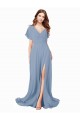 Best Soft Chiffon Long V-Neck A-Line Black Tie Prom Dress Canada