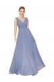 Best Soft Chiffon V-Back Long V-Neck Dusty Blue A-Line Prom Dress Canada
