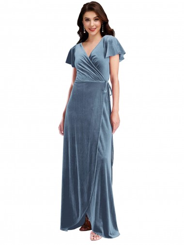 Best Stretch Velvet Long V-Neck A-Line Black Tie Prom Dress Canada