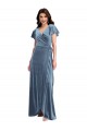 Best Stretch Velvet Long V-Neck A-Line Black Tie Prom Dress Canada