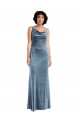 Best Stretch Velvet V-Back Long Cowl Neck Sheath Prom Dress Canada