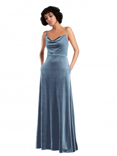 Best Stretch Velvet Criss Cross Open Back Long Cowl Neck Sheath Prom Dress Canada