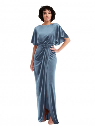 Best Stretch Velvet Open Back Long Sheath Prom Dress Canada