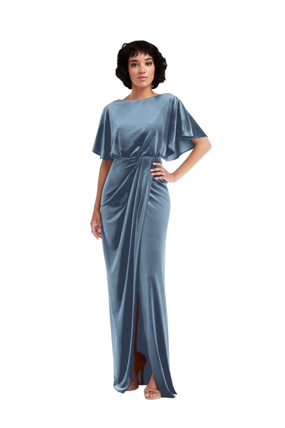 Best Stretch Velvet Open Back Long Sheath Prom Dress Canada