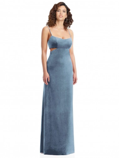 Best Stretch Velvet Low Back Long Square Neck Sheath Prom Dress Canada