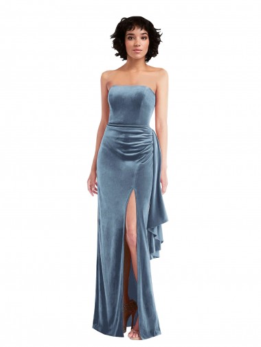 Best Stretch Velvet Low Back Long Strapless Sheath Prom Dress Canada