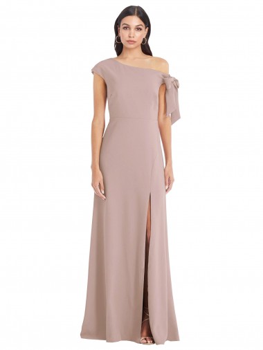 Best Stretch Crepe Long Off the Shoulder Dusty Pink A-Line Prom Dress Canada