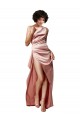 Best Silky Satin Open Back Long One Shoulder A-Line Prom Dress Canada