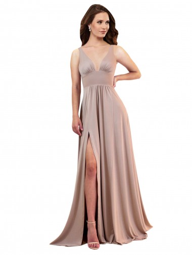Best Spandex Low Back Long V-Neck A-Line Black Tie Prom Dress Canada