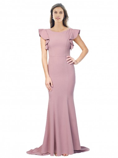 Best Stretch Crepe Low Back Sweep Train Round Neck Mermaid Prom Dress Canada