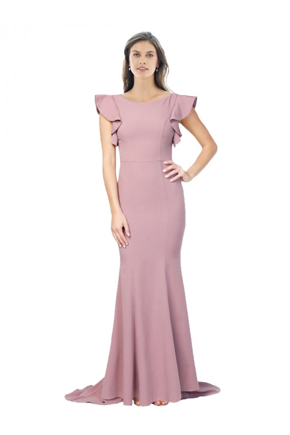 Best Stretch Crepe Low Back Sweep Train Round Neck Mermaid Prom Dress Canada