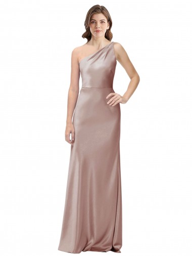 Best Stretch Satin Open Back Long One Shoulder Sheath Prom Dress Canada