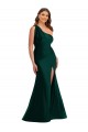 Best Silky Satin Long One Shoulder Ever Green Mermaid Plus Size Formal Prom Dress Canada
