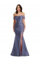 Best Silky Satin Low Back Long Off the Shoulder Mermaid Black Tie Plus Size Prom Dress Canada