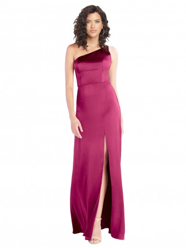 Best Stretch Satin Open Back Long One Shoulder A-Line Prom Dress Canada