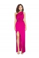 Best Silky Satin Long One Shoulder Fuchsia Sheath Prom Dress Canada