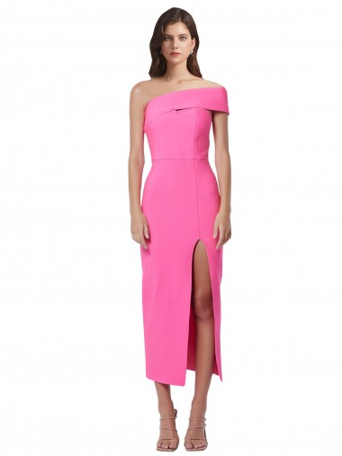 Best Stretch Crepe Midi Length One Shoulder Sheath Prom Dress Canada