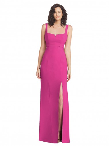 Best Stretch Crepe Long Square Neck Trumpet Front Slit Prom Dress Canada