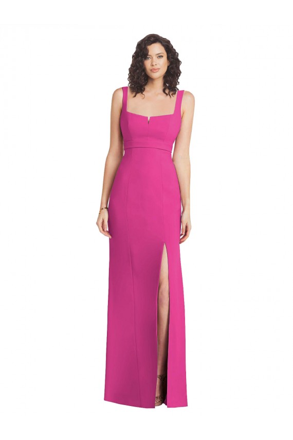 Best Stretch Crepe Long Square Neck Trumpet Front Slit Prom Dress Canada
