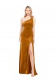 Best Stretch Velvet Long One Shoulder A-Line Prom Dress Canada
