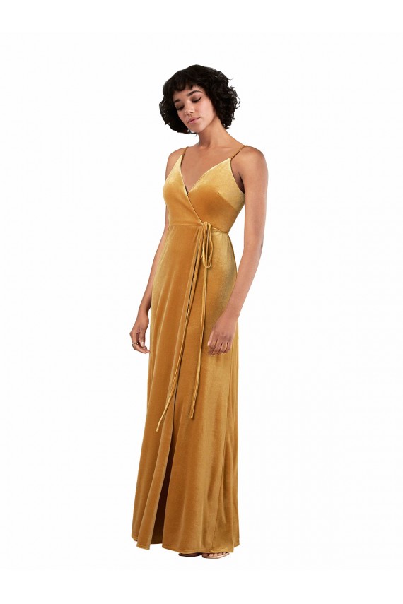 Best Stretch Velvet V-Back Long V-Neck Column Black Tie Prom Dress Canada