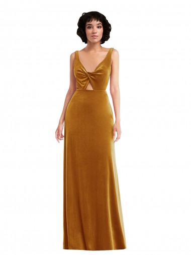 Best Stretch Velvet V-Back Long V-Neck Trumpet Prom Dress Canada