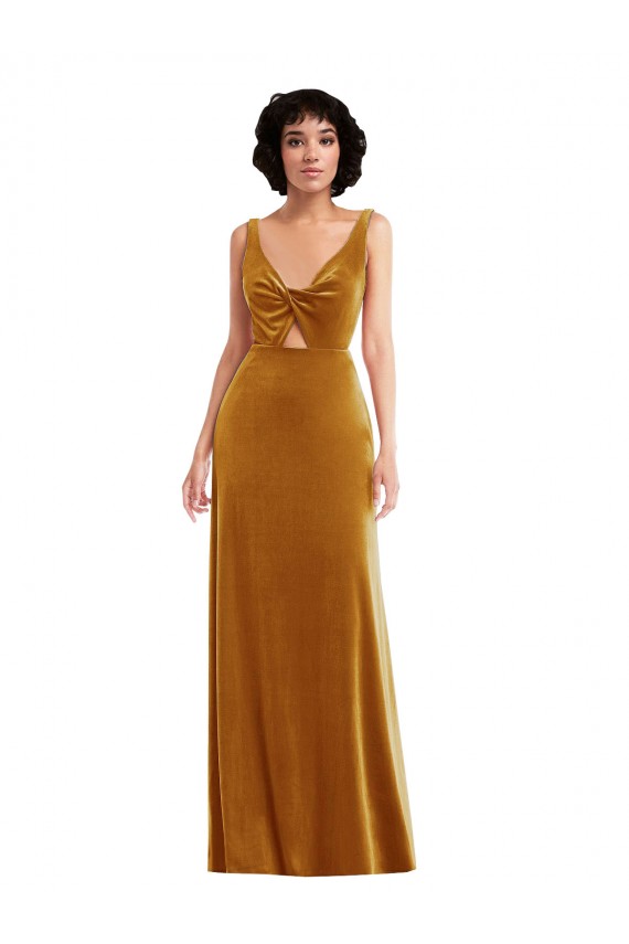 Best Stretch Velvet V-Back Long V-Neck Trumpet Prom Dress Canada