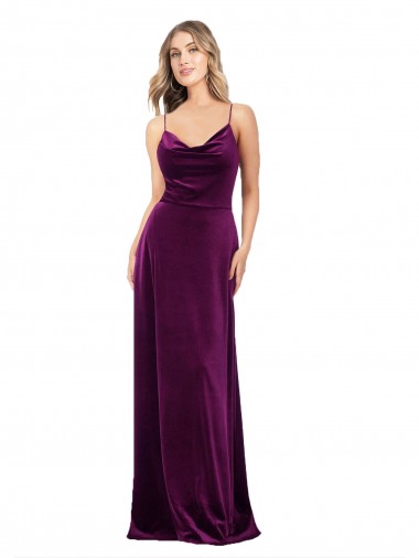 Best Stretch Velvet Criss Cross Back Long Scoop Neck A-Line Prom Dress Canada