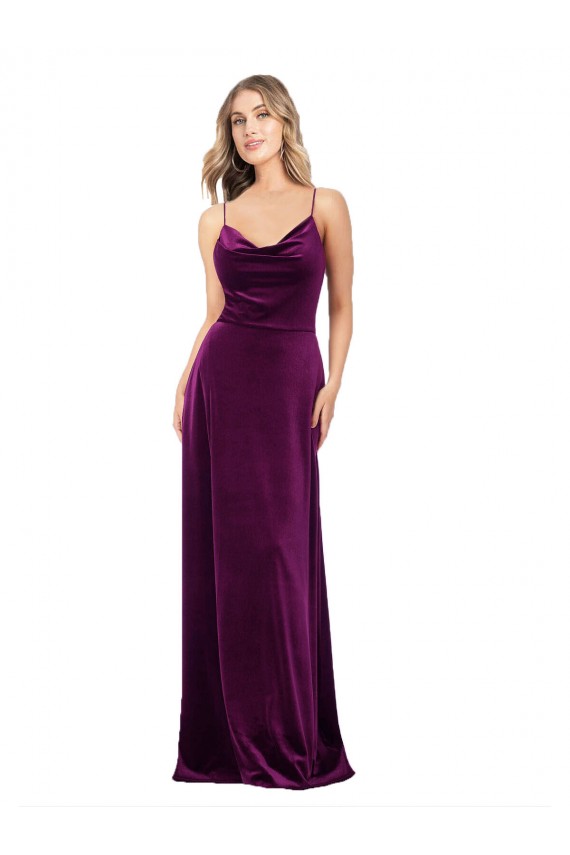 Best Stretch Velvet Criss Cross Back Long Scoop Neck A-Line Prom Dress Canada